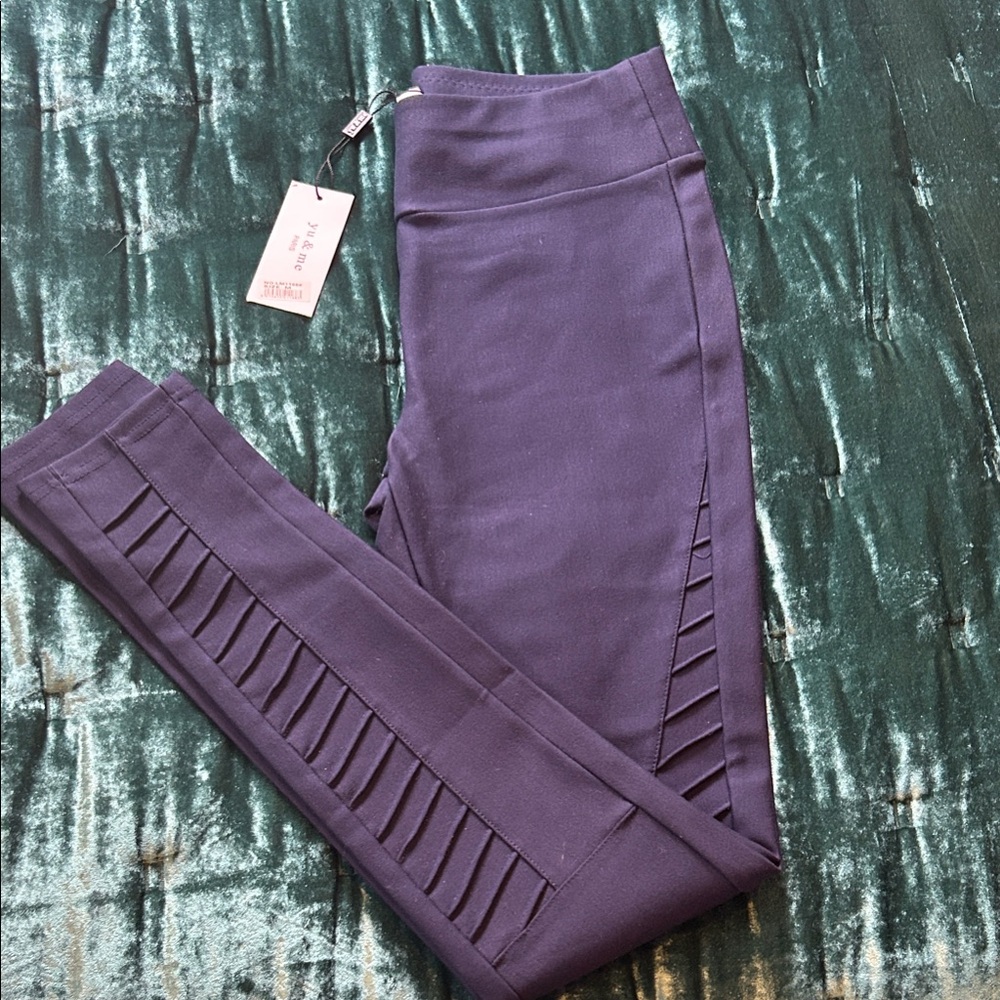 Women's Navy Leggings with Side Cutout Detail